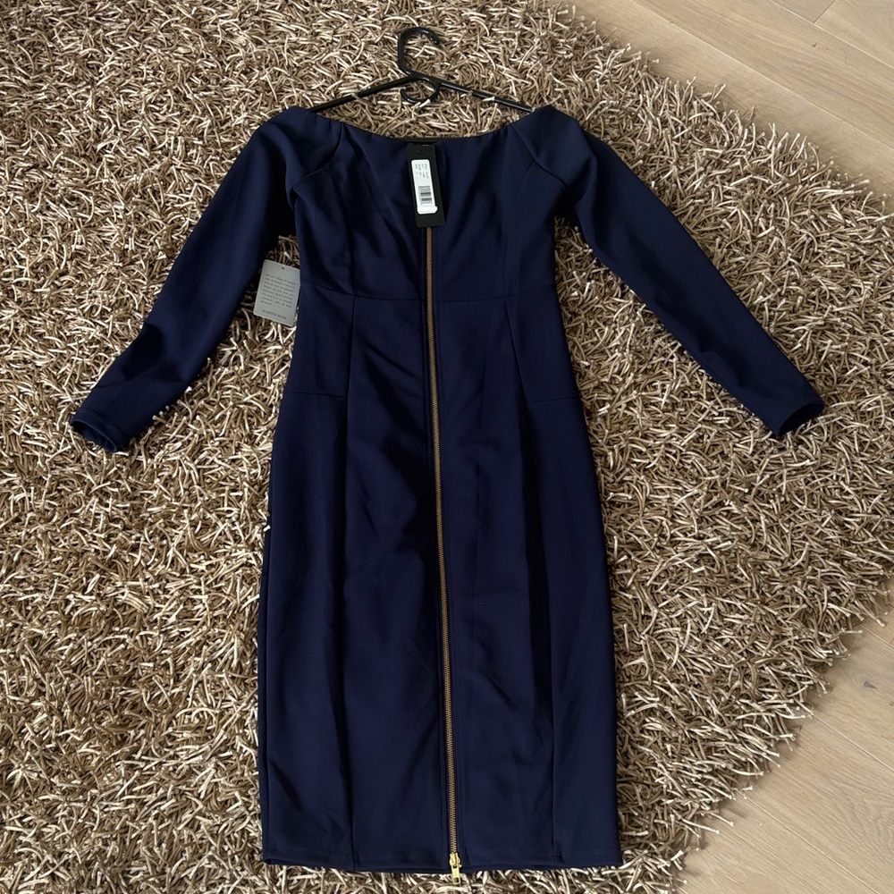 NEW Bebe Navy Long Sleeve Dress